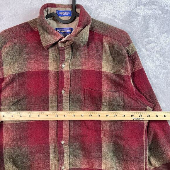 Pendleton Lodge Shirt Men's Medium Shacket Flannel Wool Red Button Down Outdoor - Picture 6 of 16